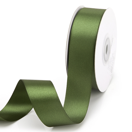 IHKFILAN Double Faced Satin Ribbon 1 Inch x 25 Yards Double Sided Solid Polyester Ribbon, Moss